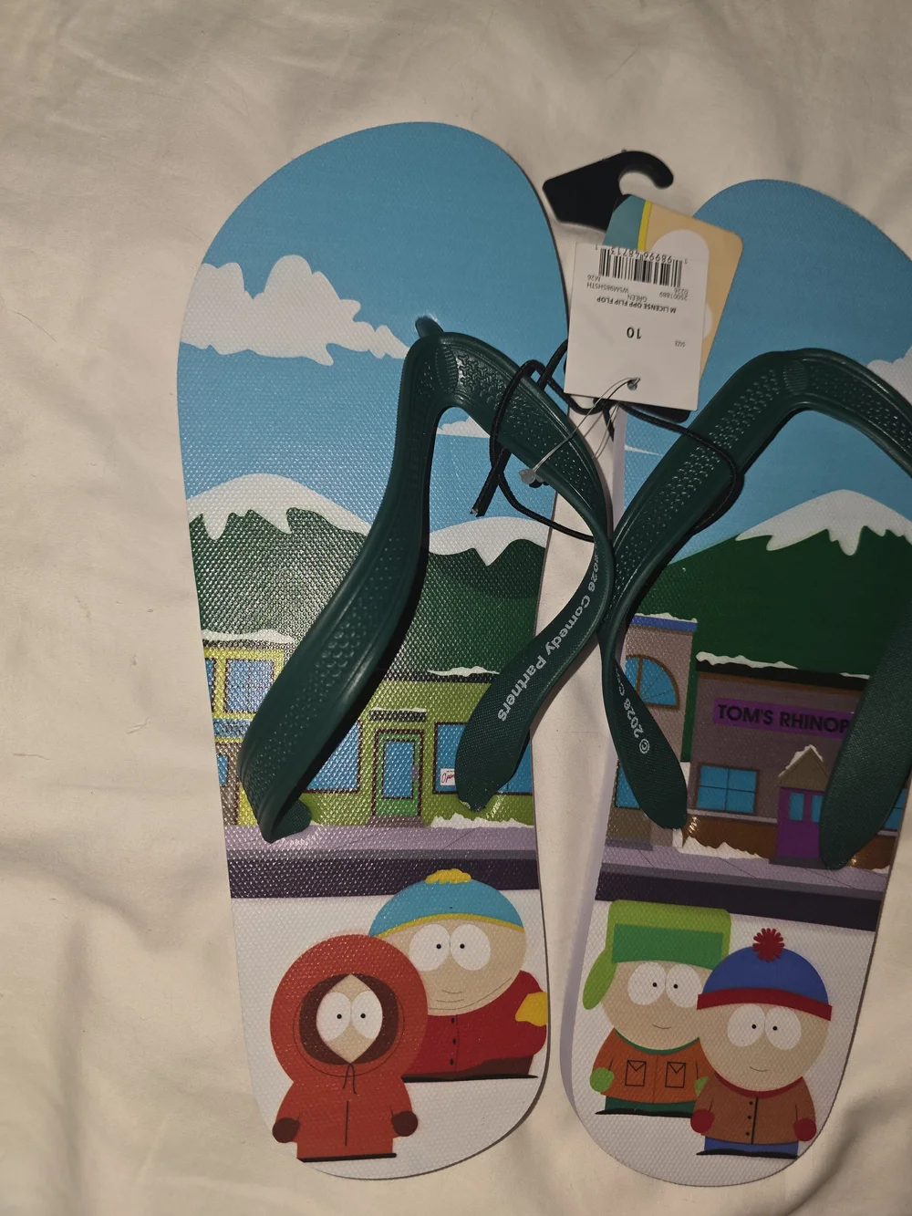 Mens' Blue South Park Graphic Flip Flops